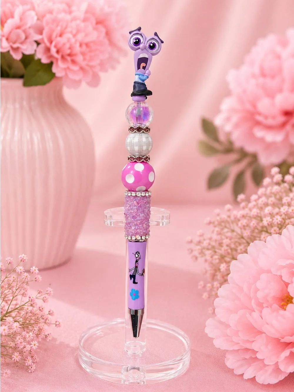 Fear Inside Out Disney Doorables Beadable Pen | Handmade Purple Beaded Pen